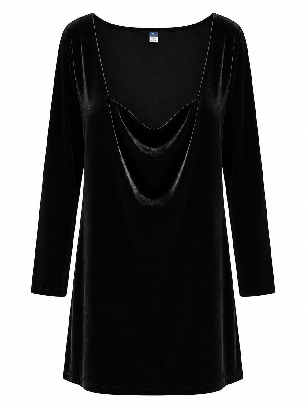 Black Velvet Long Sleeve Sweetheart Neck Mini Dress